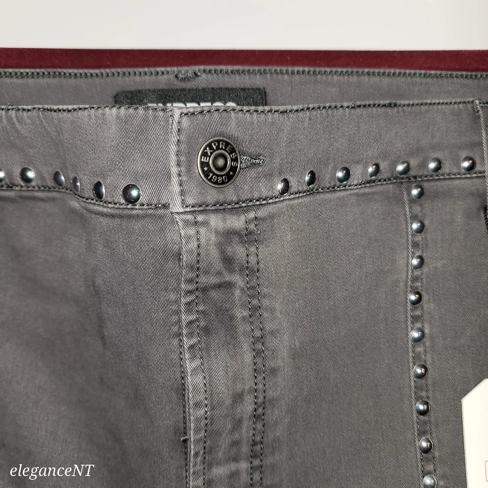 Express High Rise Studded Gray Legging Jeans Sz: 18 NWT